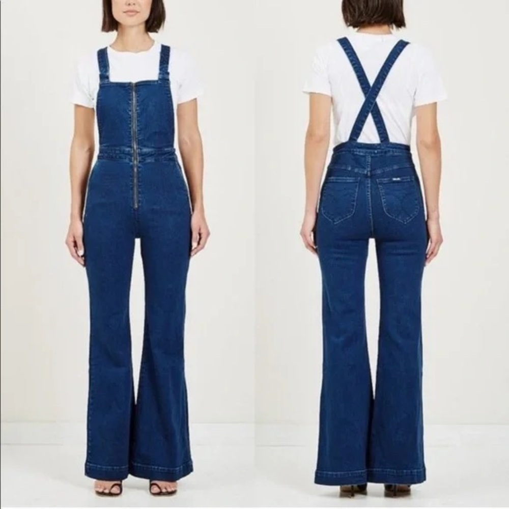 Rolla's Eastcoast Flare Overalls - High Waisted Denim Jumpsuit Size